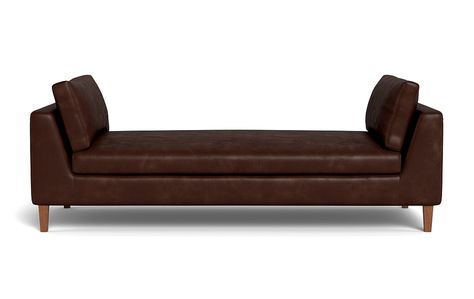 Asher is all about the angles. Its architectural design features a nearly trapezoidal arm, perfectly pitched back, and mitered corners, as well as a subtle seam that runs all the way around the back and sides, adding another sightline to an already linear piece. The result? A modern custom sofa that's anything but simplistic. Leather Daybed, Interior Define, Custom Sofa, Beds & Bed Frames, Mitered Corners, Architectural Design, Bedroom Bed, Custom Leather, Daybed