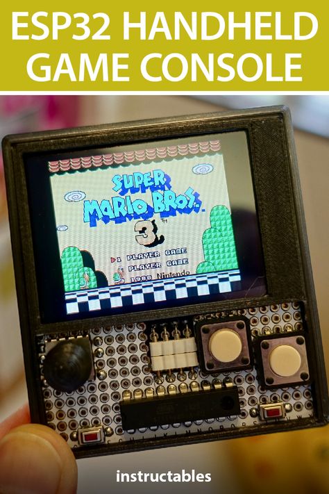 Use an ESP32 and ATtiny861 to build an NES emulator game console. #Instructables #electronics #technology #gaming #videogame #Nintendo Diy Game Console, Arduino Display, Retro Pi, Technology Quotes, Robotics Projects, Handheld Game Console, Maker Project, Electronics Projects Diy, Arduino Projects