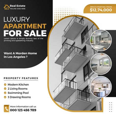 Property Social Media, Instagram Square, House Property, House For Rent, Presentation Video, Luxury Apartment, Powerpoint Word, Apartment For Sale, Los Angeles Homes