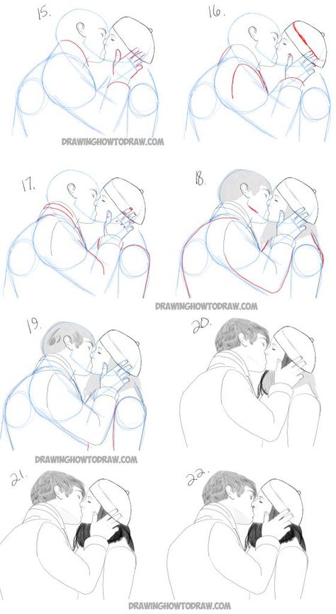 2 People Kissing, Two People Kissing, Kissing Drawing, People Kissing, Romantic Drawing, How To Draw Steps, Drawing Tutorials For Beginners, Two Lovers, Draw Two