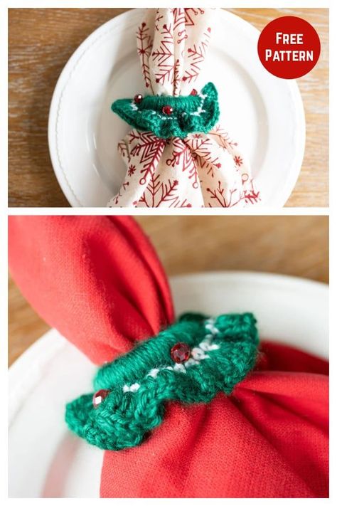 Crochet Napkin Rings Christmas, Christmas Crochet Napkin Rings, Crochet Christmas Napkin Rings Free Pattern, Crochet Dog Sweater Patterns, Christmas Napkin Ring, Easter Napkins Rings, Holiday Napkin Rings, Ring Crochet, Holiday Crochet Patterns