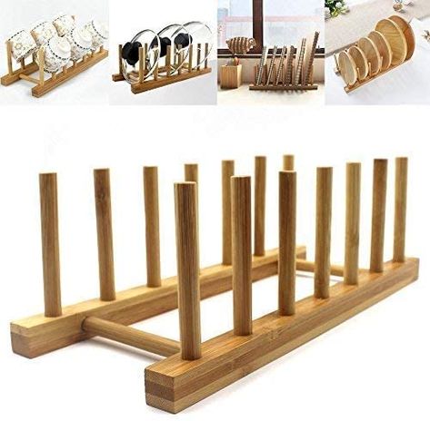 Bamboo Dish Rack Dishes Drainboard Drying Drainer Storage Holder Stand Kitchen Cabinet Organizer for Dish/Plate/Bowl/Cup/Pot Lid/Book by Homring (1 Pack): Amazon.ca: Home & Kitchen Wooden Dish Rack, Boat Diy, Bamboo Dishes, Dish Display, Wooden Dishes, Bamboo Shelf, Space Saving Kitchen, Dish Plate, Cabinet Organizer