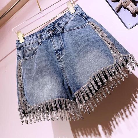 Tassel Shorts, High Waist Denim Shorts, High Waist Denim, Festival Looks, Short Jeans, Denim Cotton, High Waisted Shorts Denim, Denim Shorts Women, Fashion Streetwear