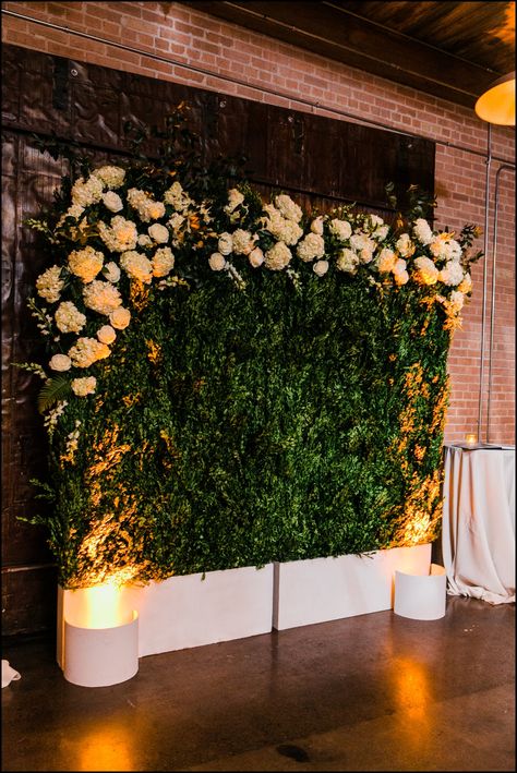 Fresh Flowers Decorations, Green Backdrop With Flowers, Grass Wall With Flowers, Flower Decoration For Birthday, Green Wall Wedding, Greenery Backdrop Wedding, Unique Backdrop Ideas, Wedding Greenery Wall, Manufacturing Photography