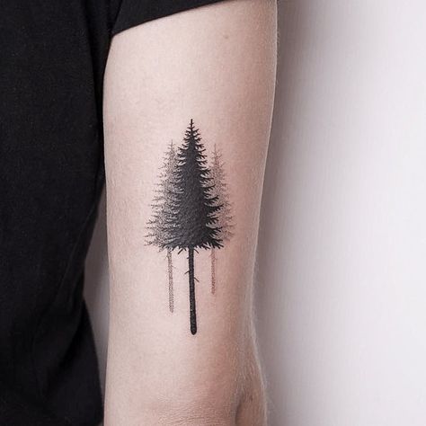 Wilderness Tattoo, Tattoo Ribs, Pine Tattoo, Tree Tattoo Forearm, Pine Tree Tattoo, Forest Tattoos, Tree Tattoo Designs, Tattoos Geometric, Tree Of Life Tattoo