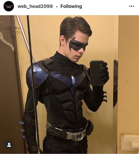 Nightwing Halloween Costume, Nightwing Costume, Nightwing Costumes, Iron Batman, Nightwing Cosplay, Mr Ben, Bat Logo, Robin Cosplay, Garfield Spiderman