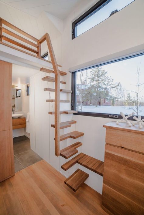 Loft Railing, Stair Ladder, Tiny House Stairs, Staircase Storage, Loft Stairs, Tiny House Loft, House Loft, Stair Case, Home Stairs Design