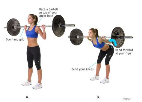 How to Perform the Good Morning Exercise With a Barbell Good Morning Exercise, Barbell Good Morning, Hamstring Exercises, Good Mornings Exercise, Morning Gym, Morning Exercise, Hamstring Workout, Bad Knees, Barbell Workout