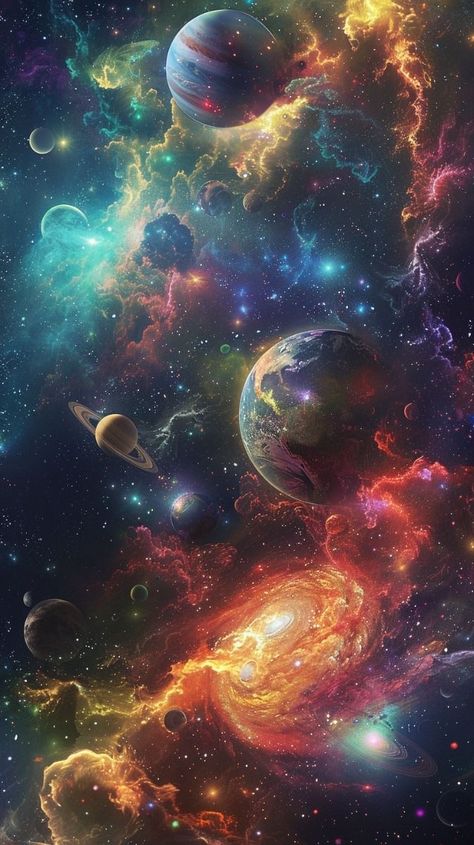 Galaxy Painting With Planets, Celestial Pictures, Cosmic Art Universe, Space Art Wallpaper, Nebula Painting, Galaxy Artwork, Space Art Gallery, Space Artwork, Cosmic Art