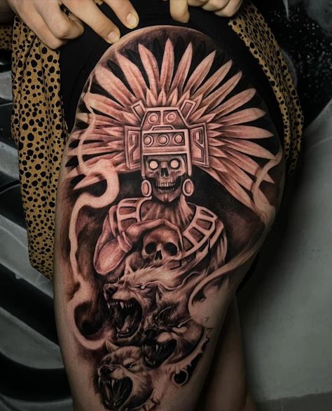 Michoacan Tattoo Ideas, Aztec Moon Tattoo, Aztec Skeleton, Mexican Tattoo Ideas For Men, Mariachi Tattoo, Aztec Eagle Tattoo, Mexican Skull Tattoos, Aztec Tattoos Sleeve, Azteca Tattoo