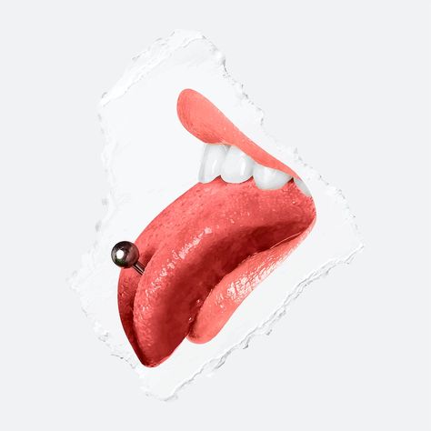 Pierced tongue vector red lips closeup on ripped paper background | free image by rawpixel.com / Maewh Tongue Aesthetics, Piercing Background, Club Graffiti, Piercing Logo, Tongue Painting, Ripped Paper Background, Pierced Tongue, Tongue Drawing, Homemade Mouthwash