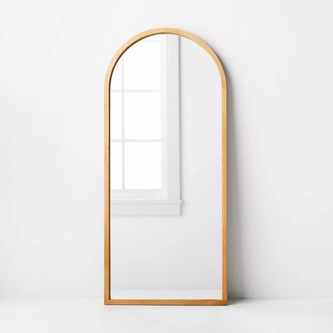 Studio Mcgee Home, Mcgee Target, Mcgee Home, Studio Mcgee Target, Dark Wood Furniture, Wooden Arch, Salon Suites, Leaner Mirror, Arched Mirror