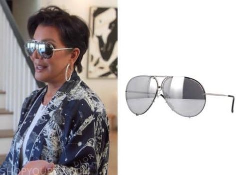 The Kardashians: Season 3 Episode 2 Kris's Silver Sunglasses Kris Jenner Sunglasses, Silver Sunglasses, The Kardashians, Kris Jenner, Season 3, Fashion Looks, Sunglasses, Tv, Silver