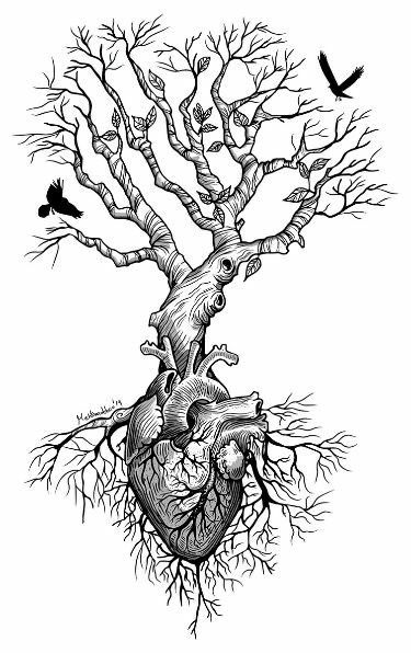 Tree Of Life And Moon Tattoo, Heart Tree Tattoo, Tree Heart Tattoo, Tree Of Life Tattoo Design, 2024 Journaling, Order Tattoo, Tatoo Rose, Africa Tattoo, Roots Tattoo