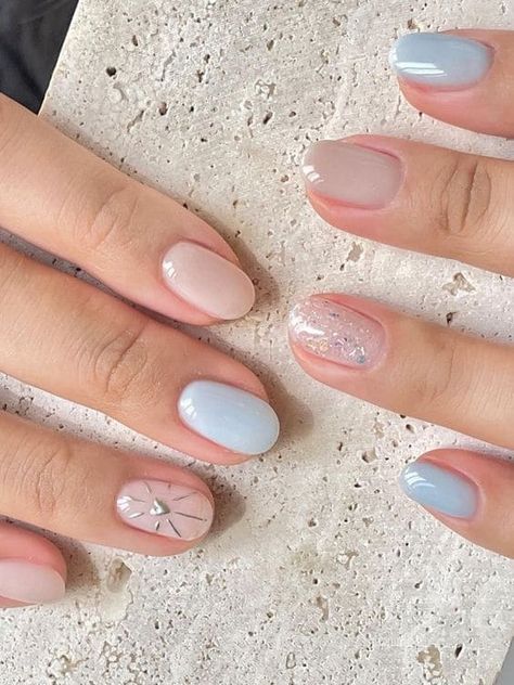 17 Best Light Blue Nails for a Stylish Summer Look | The KA Edit Nude Manicure, Milky White Nails, Light Blue Nails, Minimalist Vibe, Milky Nails, Nude Nail Designs, Gelish Nails, Simple Gel Nails, Minimal Nails