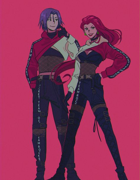 ✦•DeityCyla on Twitter: "It's called fashion, twerp. Look it up✨ #TeamRocket… " Pokemon Jessie, Equipe Rocket Pokemon, James Pokemon, Jessie Pokemon, Rocket Art, Pokemon Team Rocket, Gijinka Pokemon, Jesse James, Me Anime