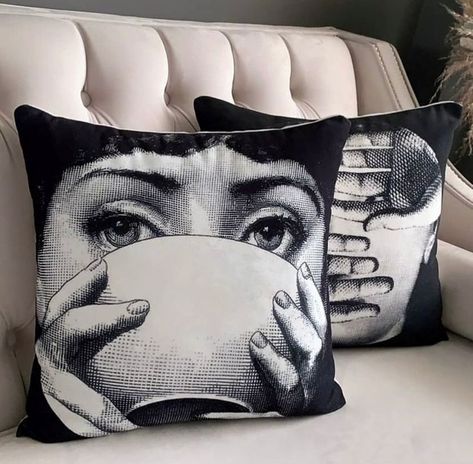 Fornasetti Set of 4 Suede Pillowcases Suede cushion covers are available in 17"x17" (43 cmx43 cm). Fabric: Soft textured suede fabric with spandex feature Printing: Double sided; vivid and realistic digital printing With hidden zipper, easy to remove and machine washable. Old Fashioned Oatmeal, Suede Pillows, Suede Fabric, Stripe Pillow, How To Wake Up Early, Pillow Cushion, Modern Home, Cushion Covers, Digital Printing