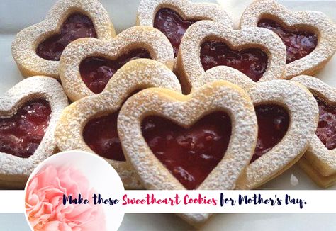 Sweetheart Cookies Sweetheart Cookies, Jam Cookies, Biscuit Bake, Buttery Biscuits, 40th Wedding Anniversary, Baking With Kids, Biscuit Cookies, Strawberry Jam, Afternoon Tea