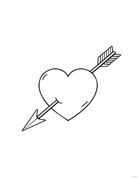 Heart Drawing Pencil, Easy Heart Drawings, Human Heart Art, Heart Arrow Tattoo, Tattoo Design For Hand, Arrow Tattoo Design, Templates Edit, Wedding Drawing, Arrow Art