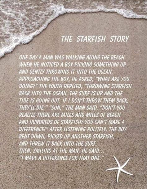 Starfish Story Printable, The Starfish Story, Starfish Story, One Step At A Time, Motivational Poster, Motivational Posters, Teaching Tools, Make A Difference, Posters Prints