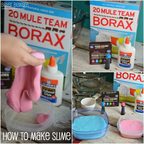 Slime With Borax, Slime With Glue, Borax Slime Recipe, Slime Easy, Sensory Tables, Slime Ideas, Project School, Borax Slime, Slime Ingredients