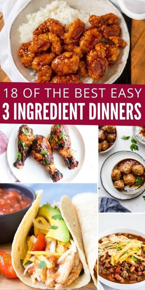 Recipes with only 3 Ingredients Easy Meals Less Ingredients, Easily Healthy Dinner, 2 Ingredient Dinner Recipes, Three Ingredient Dinner Recipes, Quick And Easy Dinner Recipes For Family Chicken One Pot, Easy Ingredient Dinner, 5 Ingredient Healthy Meals, Quick And Easy Dinner Recipes For Family Busy Mom Healthy, 3 Ingredient Dinner Ideas