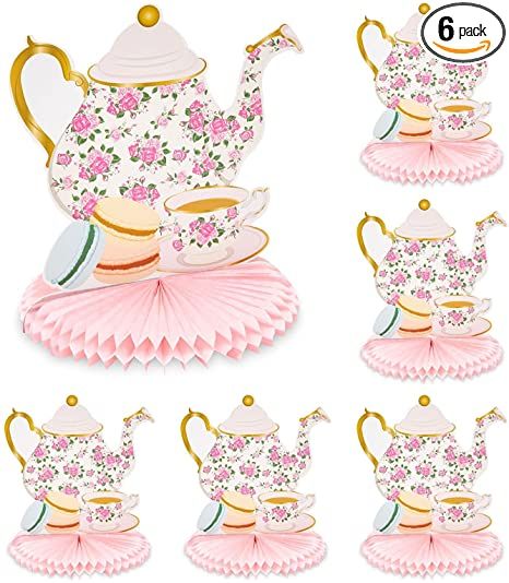 Amazon.com: Teapot Honeycomb Centerpieces for Kids Tea Party Birthday (9.8 x 11 in, 6 Pack) : Toys & Games Kids Tea Party Birthday, Tea Party Table Decorations, Kids Party Centerpieces, Tea Party Centerpieces, Tea Party Supplies, Kids Tea Party, Centerpieces For Tables, Floral Teapot, Tea Party Table