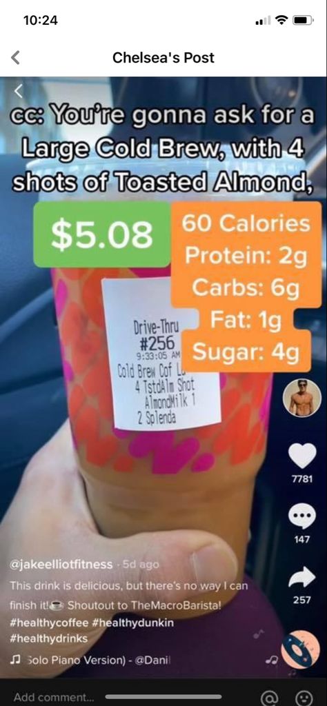 Low Calorie Dunkin, Low Cal Dunkin Donuts Iced Coffee, Dunkin Donuts Iced Coffee Orders, Dunkin Iced Coffee, Dunkin Donuts Iced Coffee, Coffee Snacks, Low Cal, Macro Meals, Recipe Box