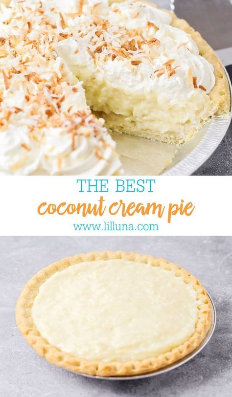 The Best Coconut Cream Pie, Pie Coconut, Coconut Cream Pie Easy, Best Coconut Cream Pie, Coconut Cream Pie Recipes, Dessert Oreo, Homemade Custard, Homemade Pudding, Coconut Pudding