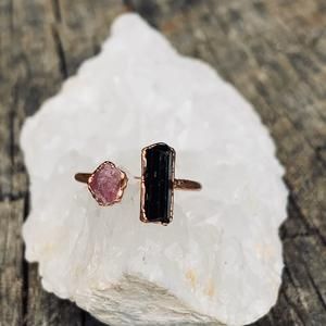 Raw tourmaline ring / watermelon tourmaline ring / raw crystal | Etsy Raw Stone Rings, Raw Tourmaline Ring, Watermelon Tourmaline Ring, Rings Boho, Raw Tourmaline, Raw Stone Ring, Pink Tourmaline Ring, Protection Stones, Tourmaline Ring