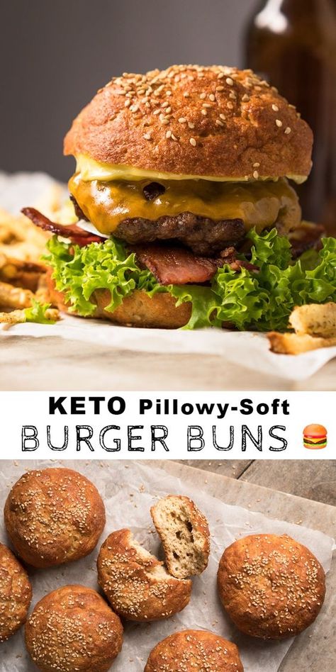 Gluten Free, Paleo & Keto Burger Buns #keto #ketorecipes #lowcarb #glutenfree #paleo #burger #buns #bread Keto Burger Buns, Paleo Burger, Burger Buns Recipe, Pain Burger, Keto Buns, Comidas Keto, No Bread Diet, Keto Burger, Best Keto Bread