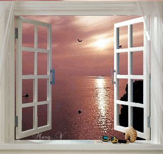 Ventanas vista al mar gif. Floral Print Wallpaper, Windows And Doors, Childhood Memories, Doors, Gif, Floral Prints, Collage, Furniture, Home Decor