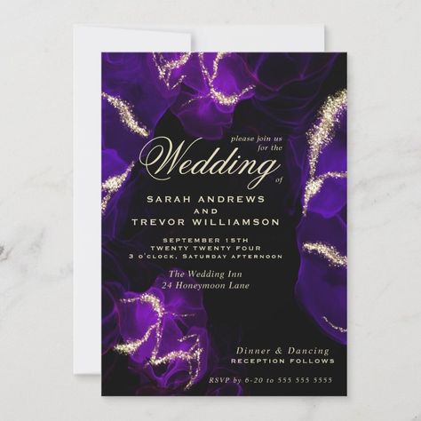 Wedding   Amethyst Purple Alcohol Ink Invitation  Zazzle Cobalt Blue Weddings, Purple Alcohol, Exotic Wedding, Emerald Green Weddings, Budget Wedding Invitations, Wedding Stationery Suite, Purple Wedding Invitations, Wedding Anniversary Invitations, Green Wedding Invitations