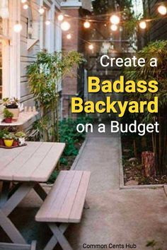 If you have some outdoor space you can turn it into a place you'll want to spend time in without going into debt. Whether you DIY, repurpose, plant or build, you can have a badass backyard on a budget. #DIY #backyard #patio #DIYprojects #springprojects #commoncentshub #summerliving Patio And Garden Ideas Backyards, Small Backyard Oasis On A Budget Cozy, Budget Yard Makeover, Creating Outdoor Spaces, Simple Backyard Patio Designs, Outdoor Summer Hosting Ideas, Small Backyard Oasis On A Budget, Small Backyard Oasis Ideas, Outdoor Patio Ideas On A Budget