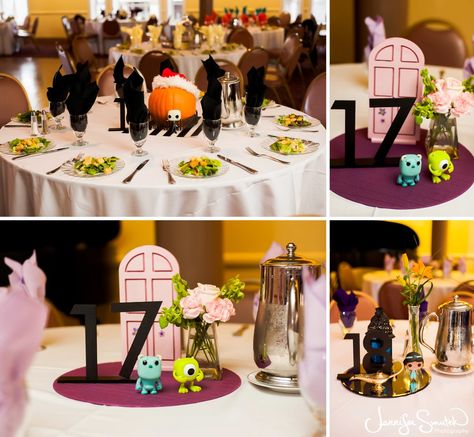 Pixar Wedding Ideas, Movie Centerpieces Wedding, Nerd Centerpieces Wedding, Toy Story Wedding Centerpieces, Nerdy Centerpieces, Disney Centerpieces Wedding, Disney Table Centerpieces, Diy Disney Wedding, Kingdom Hearts Wedding