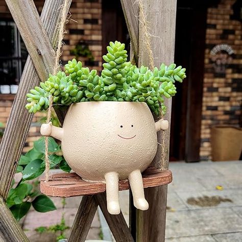 Amazon.com : UMESONG Swing Face Planter Pot Hanging Resin Flower Head Planters for Indoor Outdoor Plants Succulent Pots for String of Pearls Plant Live Best Gift for Mother and Teacher Appreciation Christmas : Patio, Lawn & Garden Novelty Planters, String Of Pearls Plant, Hanging Flower Pots, Face Planters, Flower Pot Garden, Head Planters, String Of Pearls, Cactus Y Suculentas, Hanging Pots