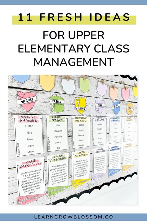 These eleven classroom management ideas and classroom management strategies are perfect for upper elementary. This blog post discusses the importance of putting a class mission statement and class reward system, or a house system, in place. It also highlights the benefits of opportunities for student reflection, brain breaks, and a regular student check in. Read for more classroom management tools like these! Upper Elementary Reward System, Third Grade Behavior Management System, Class Reward System Elementary, Upper Elementary Behavior System, 5th Grade Behavior Management System, Classroom Management Upper Elementary, Upper Elementary Classroom Management, Class Management Ideas, 5th Grade Classroom Management