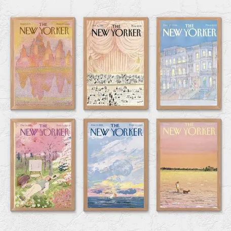 Trendy Digital Prints, The New Yorker Wall Art, New Yorker Wall Art, Wall Art Inspo Living Rooms, College Dorm Wall Art, Dorm Art Ideas, Blue New Yorker, New Yorker Posters, New Yorker Prints