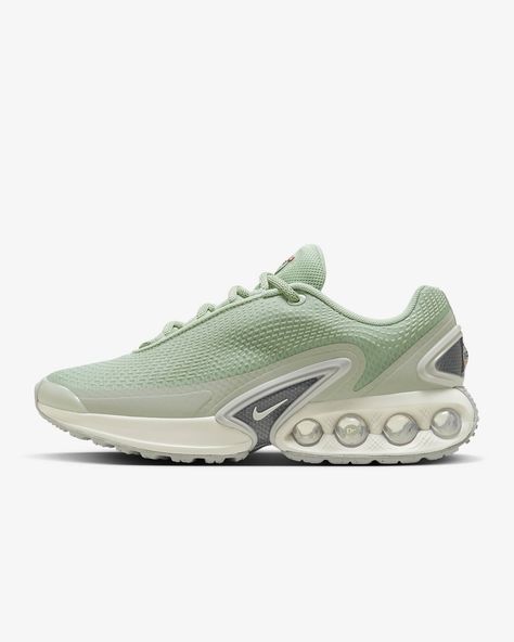 Say hello to the next generation of Air technology. The Air Max Dn features our Dynamic Air unit system of dual-pressure tubes, creating a reactive sensation with every step. This results in a futuristic design that’s comfortable enough to wear from day to night. Go ahead—Feel the Unreal. Shown: Seafoam/Metallic Silver/Sail/Sail Style: HJ9636-001 Glossy Accents, Tactile Design, European Shoes, Smooth Transitions, Club Fits, Casual Running Shoes, New Nike Air, How To Make Shoes, Running Sneakers