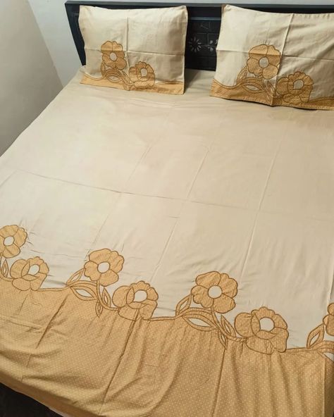 DESIGNER KING SIZE EMBROIDERED PURE COTTON BEDSHEET 👁️ ⬅️Size : 108/108 inches ⬅️Fabric : 100% Cotton ⬅️Set Contains: 1 bedsheet with 2 pillow covers ⬅️Machine Embroidery ⬅️ 300 Thread Count 1750 free ship Bedding Design, Designer Bed Sheets, Designer Bed, Cotton Set, Bed Sheet, Fabric Painting, Bed Design, King Size, Bed Sheets