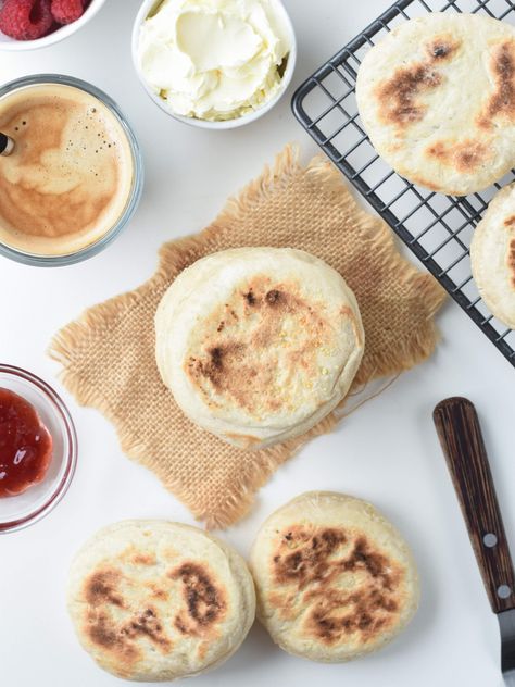 Vegan English Muffins - The Conscious Plant Kitchen English Muffin Ideas, Vegan English Muffin Recipe, Vegan English Muffins, Whole Wheat English Muffins, Muffin Ideas, Conscious Plant Kitchen, English Muffin Recipe, English Muffin Recipes, Plant Kitchen