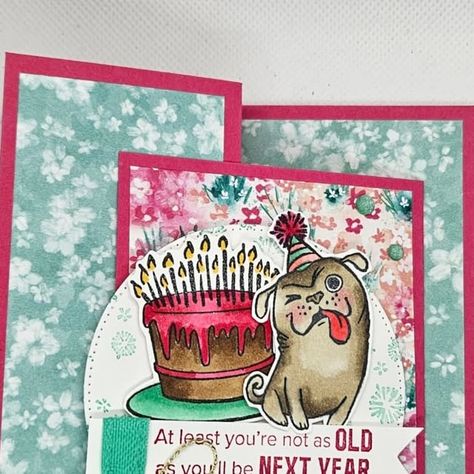 R. Norton on Instagram: "Sneak peek alert! I'm sharing a new stamp set from the Mini Catalog. This is the One More Year Set. This set is full of fun greetings and images. I'm also sharing a new DSP, you'll be able to earn the Bloom Impressions DSP free during Sale-a-bration. I love the bright colors and gorgeous patterns! Get details on this card on my blog today. Link in my bio. 

#stampinup #sudemo #sudemonstrator #sucardmaker #stampinupdemo #funfoldcard #sneakpeek #onemoreyearset #bloomimpressionsdsp ##saleabrationsneakpeek ##saleabration 
#cardmaker #cardmakerofinstagram #imadethis #ruthsstampingcorner" Stampin Up One More Year Cards, Stampin Up One More Year, Bloom Impressions Dsp, One More Year Stampin Up Cards, Guy Birthday Cards, Guy Birthday, 2025 January, Dog Cake, Fancy Folds