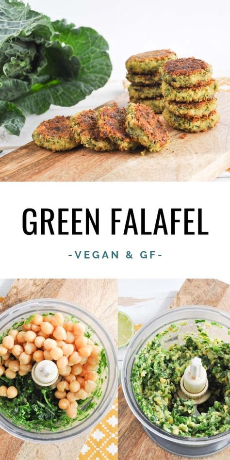 Vegan and gluten-free Green Falafel made with canned chickpeas | ElephantasticVegan.com #vegan #glutenfree #falafel Green Falafel, Falafel Recept, Falafel Recipe, Resep Diet, Makanan Diet, Best Vegan Recipes, Cabbage Recipes, Canned Chickpeas, Tikka Masala