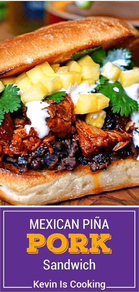 Mexican Pineapple, Ciabatta Rolls, Mexican Sandwich, Pork Sandwich Recipes, Sandwich Video, Pineapple Pork, Pork Sandwich, Pulled Pork Sandwich, Sandwich Recipe