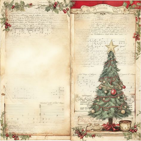 Vintage Christmas Paper Template Free Stock Photo - Public Domain Pictures Free Christmas Printables Vintage, Vintage Christmas Paper, Paper Template Free, Journal Style, Music Ornaments, Holly Tree, Christmas Ephemera, Christmas Plants, Paper Journal