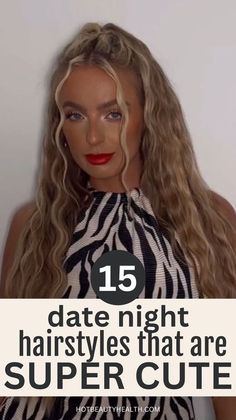 Lots of cute date night hairstyles. I like that there's hairstyles for all hair types. Hair Ideas For Date Night, Cute Updos For Date Night, Cute Date Night Hairstyles Simple, Long Hair Styles For Date Night, Cute Easy Date Night Hair, Cute Date Night Hairstyles, Hairstyle For Date Night, Date Night Hairstyles Long, Date Night Hairstyles