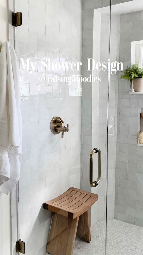 Phuong (@raising3foodies) • Instagram photos and videos Shower Controls On Opposite Wall, Shower Controls, Primary Bath, Ski House, Faucet Handles, The Shower, Shower Design, Plumbing Fixtures, Shower Faucet