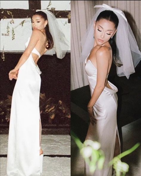 Arianna Grande Wedding Dress, Wedding Dresses Ariana Grande, Ariana Wedding Dress, Ariana Grande Wedding Hair, Famous Wedding Dresses Celebrities, Ariana Grande White Dress, Ariana Grande Wedding Dress, Celeb Wedding Dress, Hailey Bieber Wedding Dress