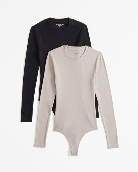 Women's 2-Pack Long-Sleeve Rib Crew Bodysuits | Women's Tops | Abercrombie.com Build A Wardrobe, Rib Fabric, American Clothing, Tres Chic, Fashion Wishlist, Long Sleeve Bodysuit, Ribbed Fabric, Christmas 2024, Fall 2024