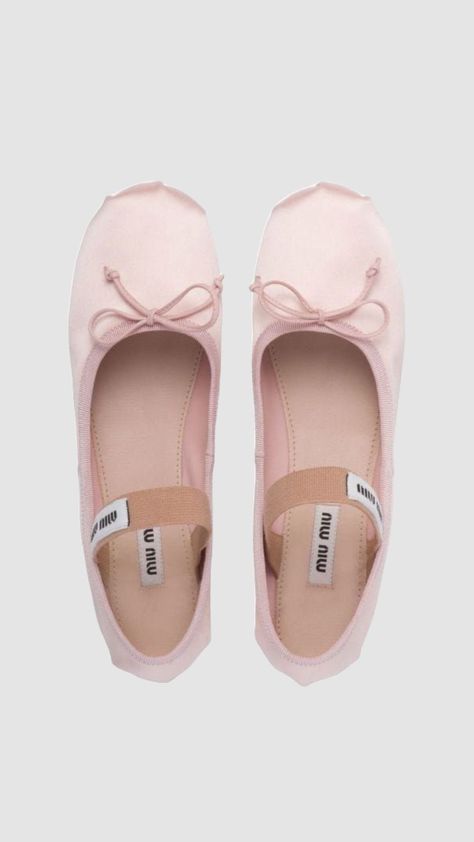 Miu Miu Ballet, Mm Paris, Miu Miu Flats, Miu Miu Logo, Pink Ballet Flats, Dr Shoes, Satin Shoes, Miu Miu Shoes, Ballet Fashion